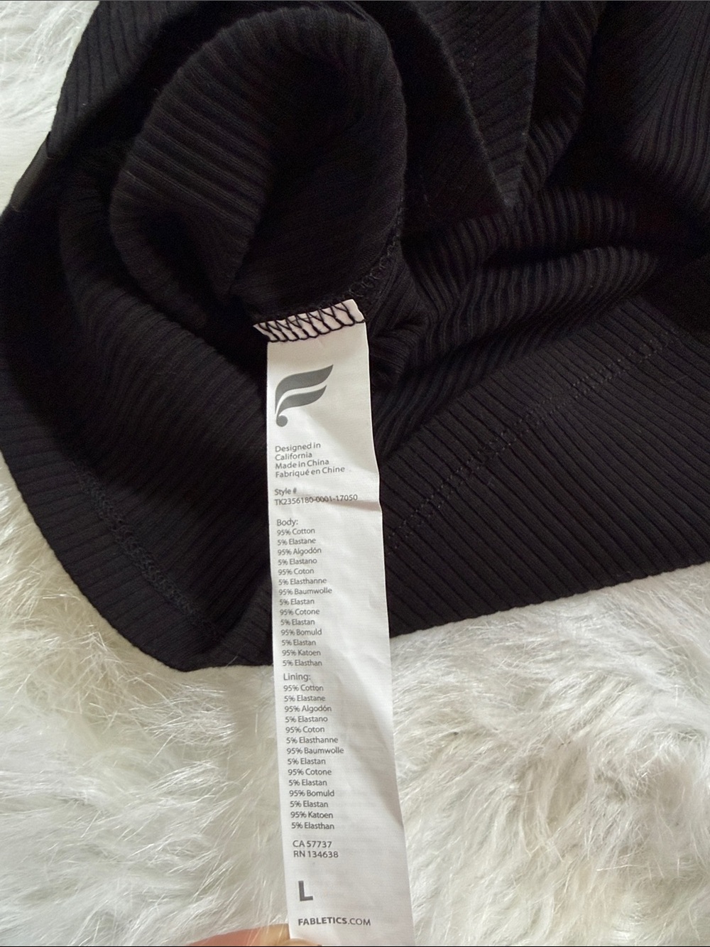 Fabletics Black Ribbed High-Neck Tank - Picture 5 of 6